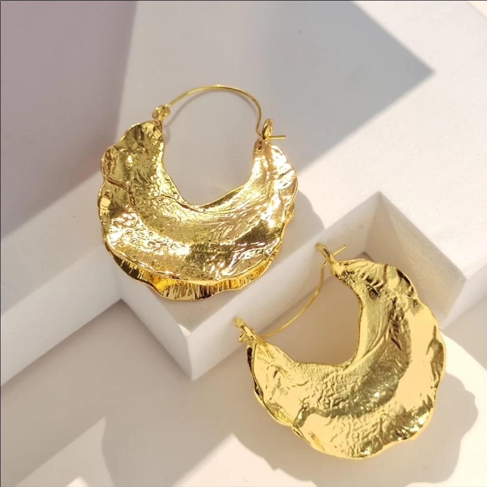 New! Zara Textured Hoop Earrings - Picture 5 of 8